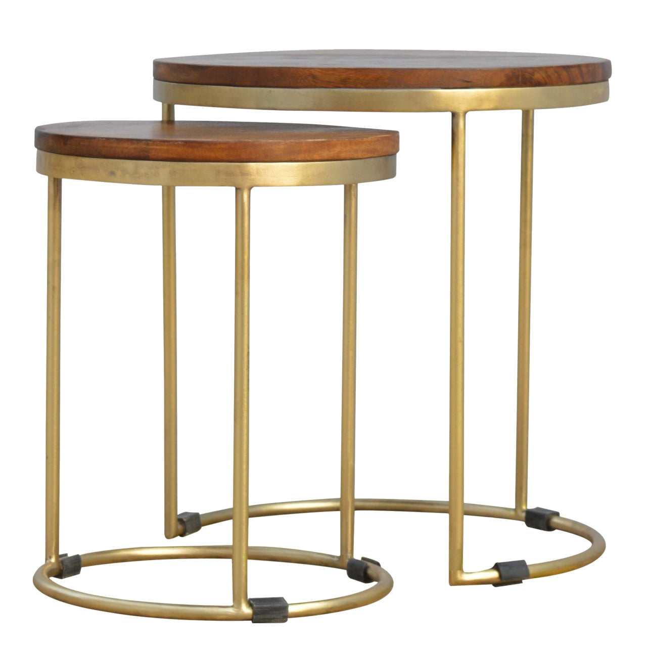 Round Stool set of 2 With Gold Base