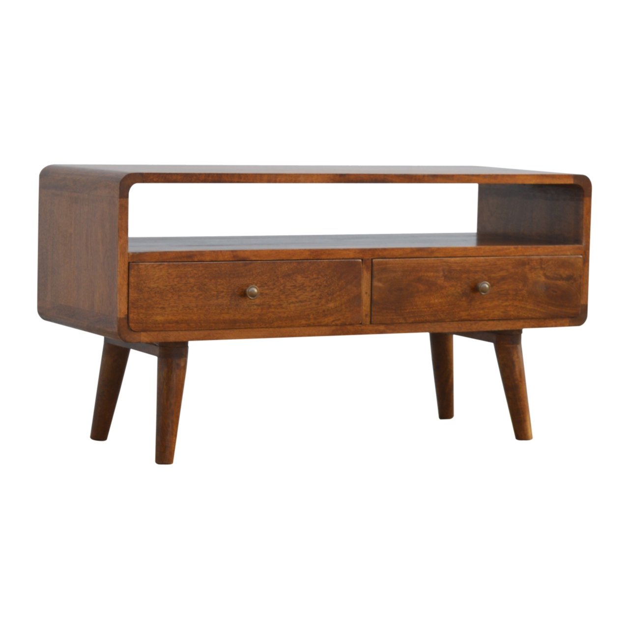 2 Drawer Chesnut Curved Media Unit
