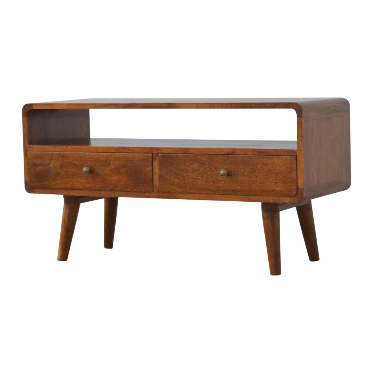 2 Drawer Chesnut Curved Media Unit