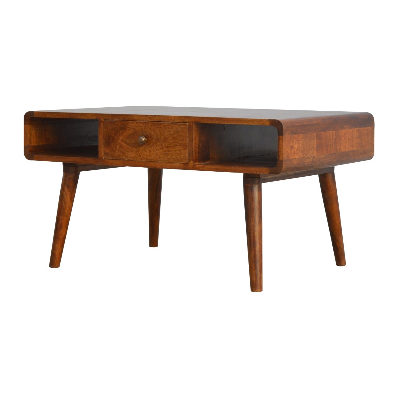 1 Drawer Curved Chesnut Coffee Table