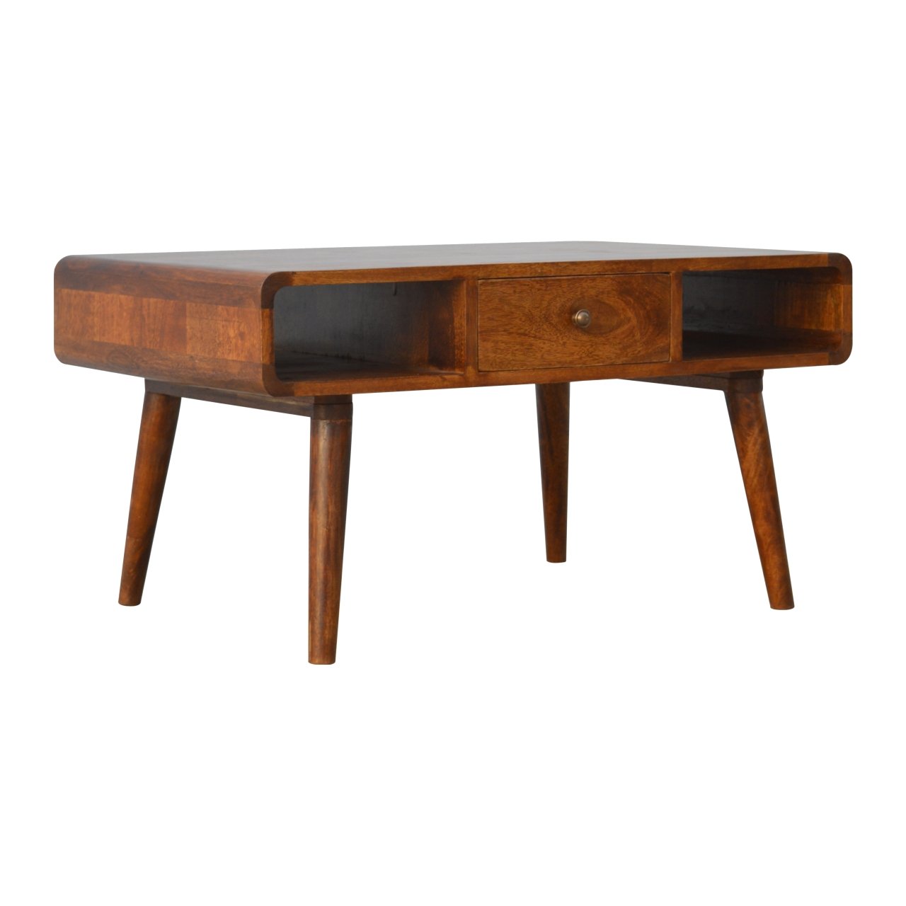 1 Drawer Curved Chesnut Coffee Table
