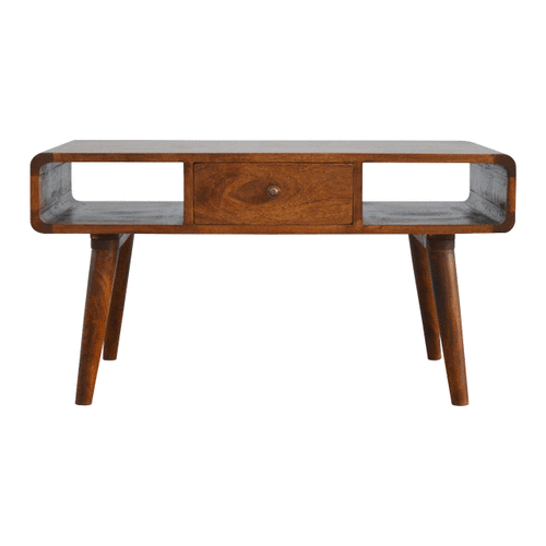 1 Drawer Curved Chesnut Coffee Table