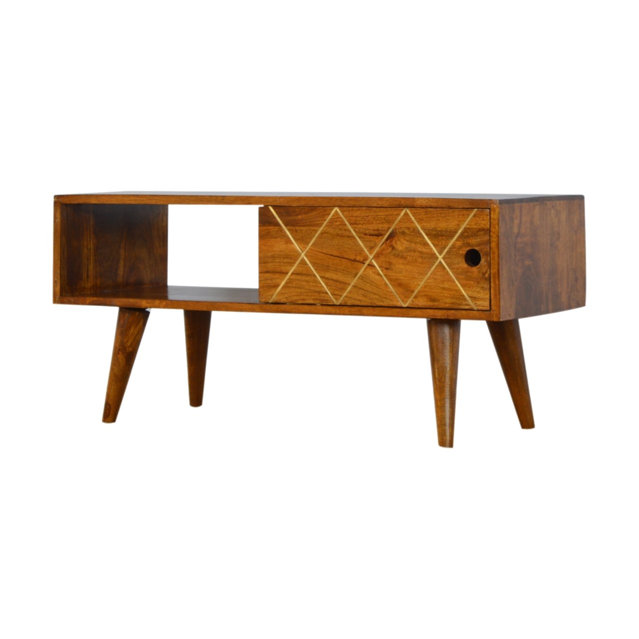 Sliding Brass Inlay TV Stand