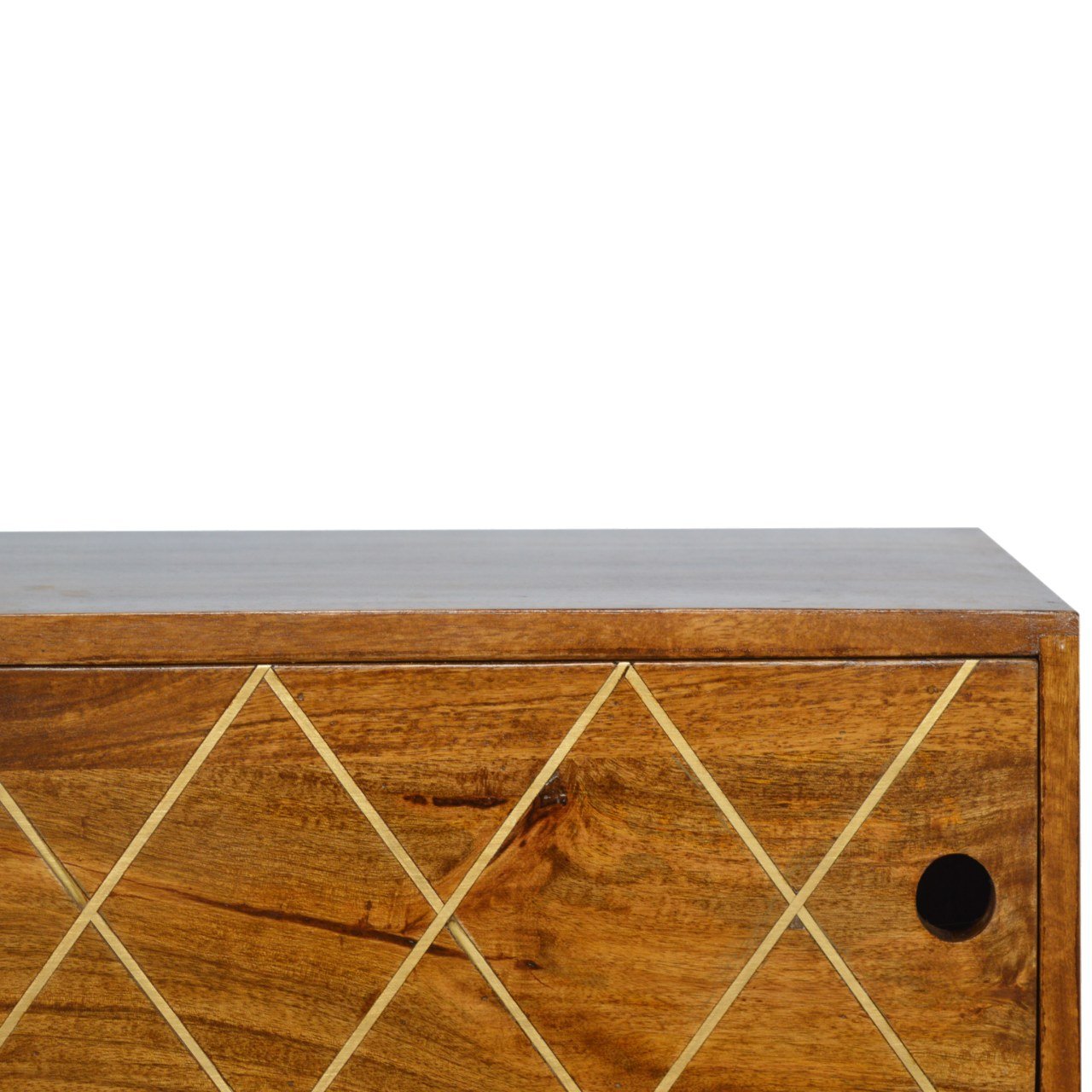 Sliding Brass Inlay TV Stand