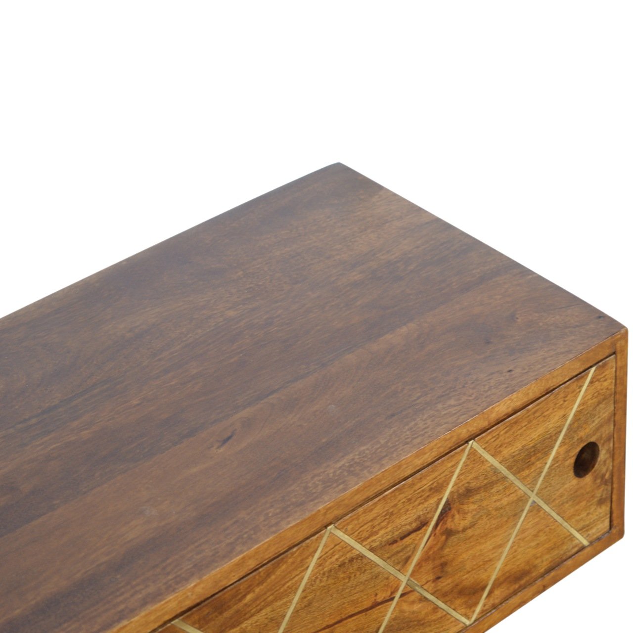 Sliding Brass Inlay TV Stand