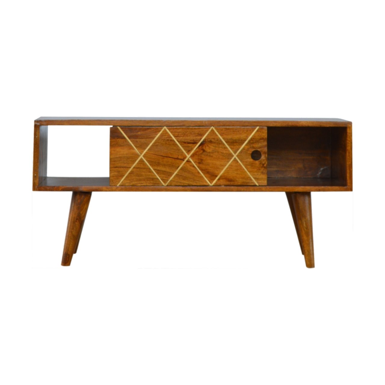 Sliding Brass Inlay TV Stand