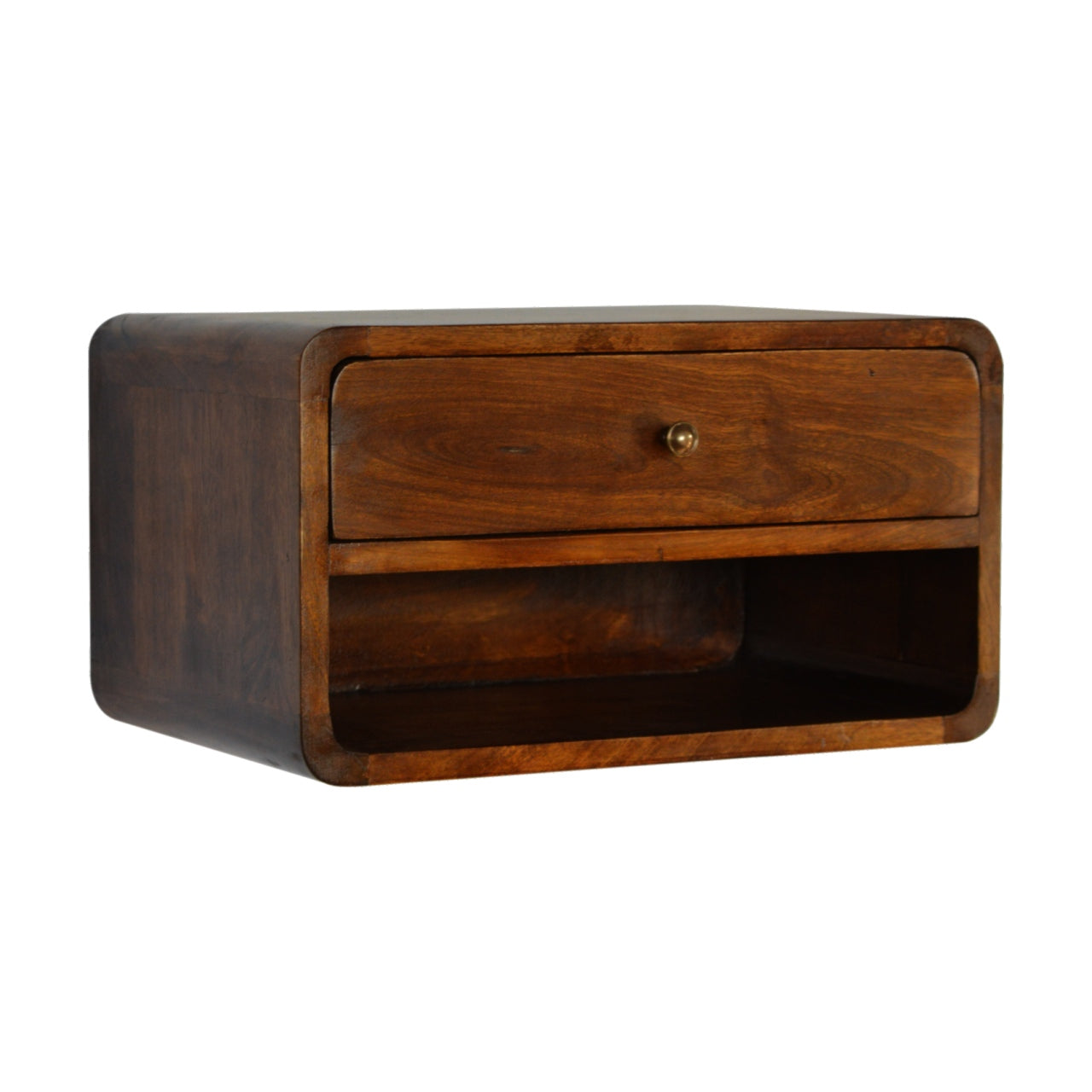 Curved Style 1 Drawer Wall Mounted Chestnut Bedside