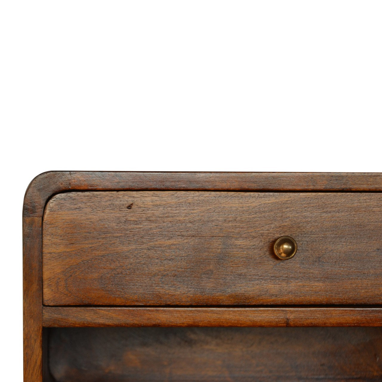 Curved Style 1 Drawer Wall Mounted Chestnut Bedside