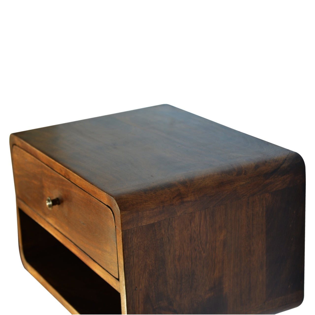 Curved Style 1 Drawer Wall Mounted Chestnut Bedside