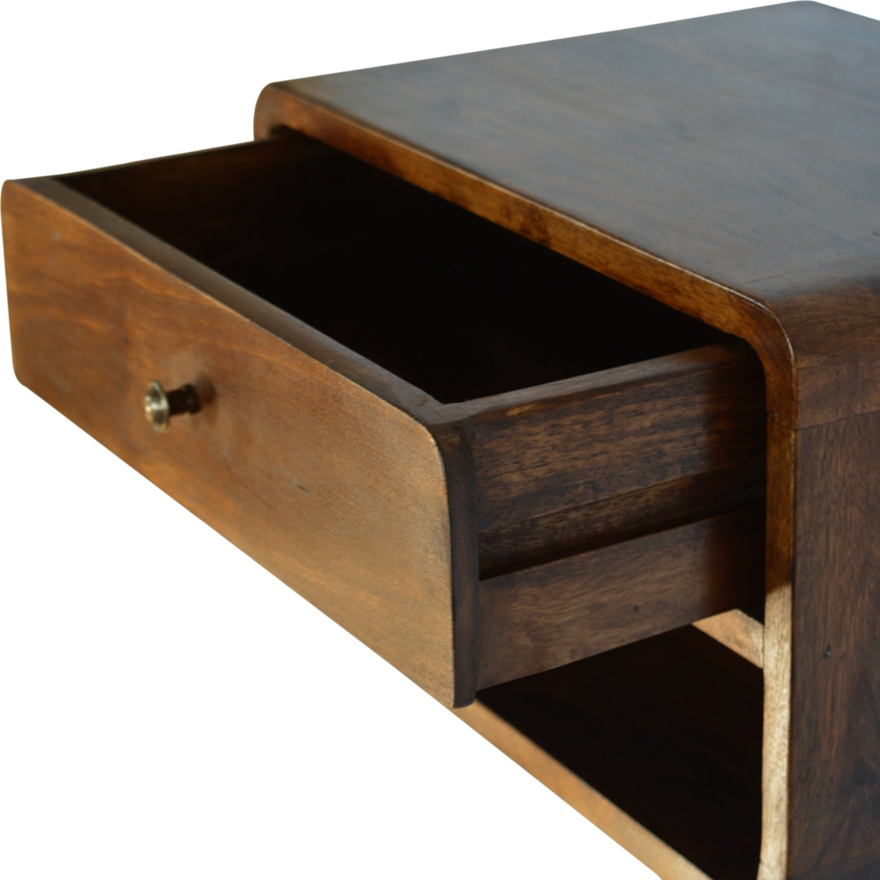 Curved Style 1 Drawer Wall Mounted Chestnut Bedside
