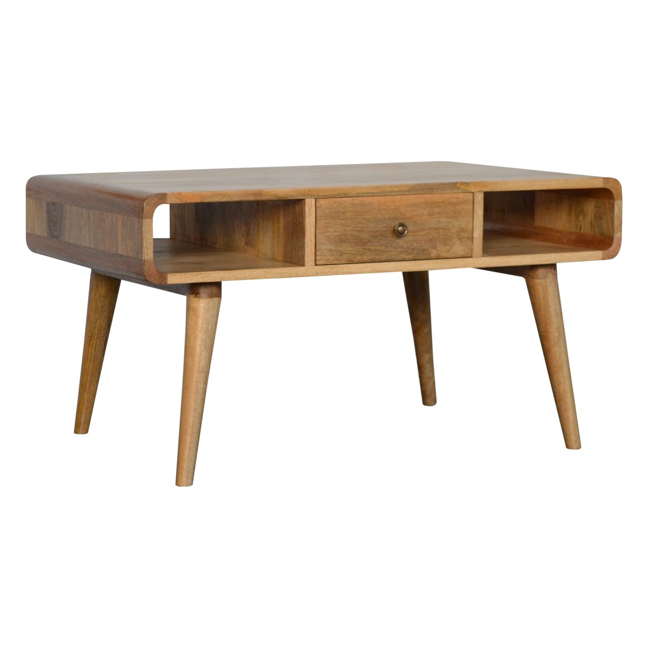 1 Drawer Curved Oak Coffee Table