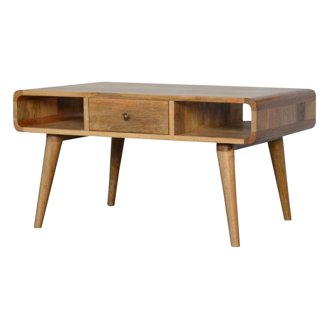 1 Drawer Curved Oak Coffee Table