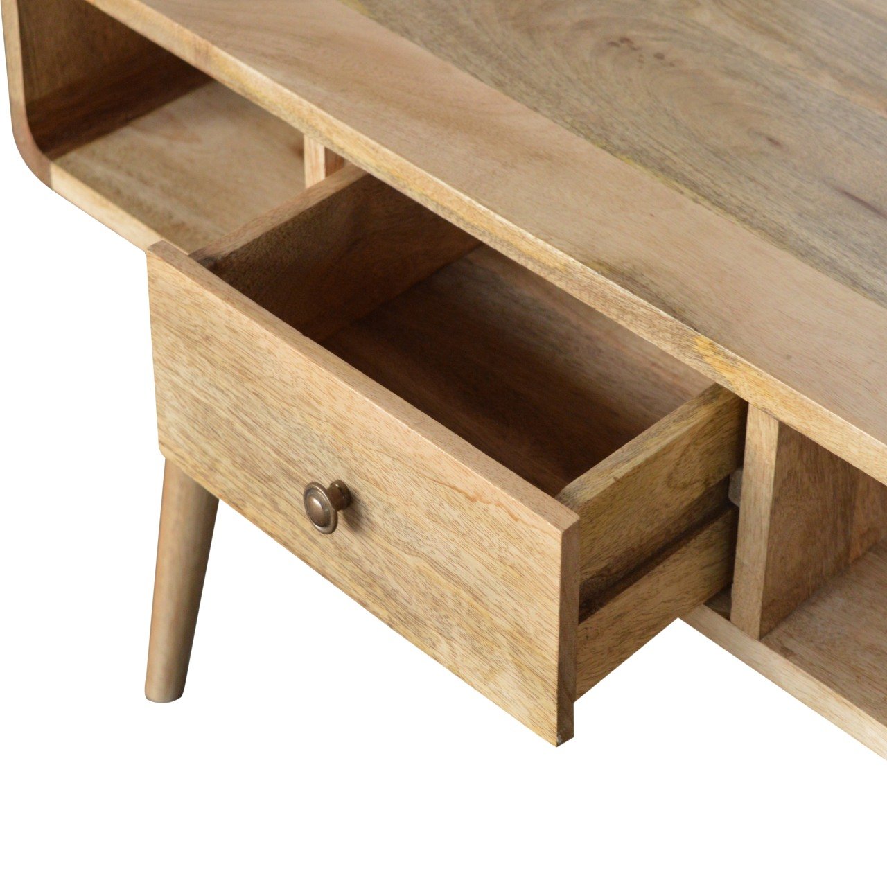 1 Drawer Curved Oak Coffee Table