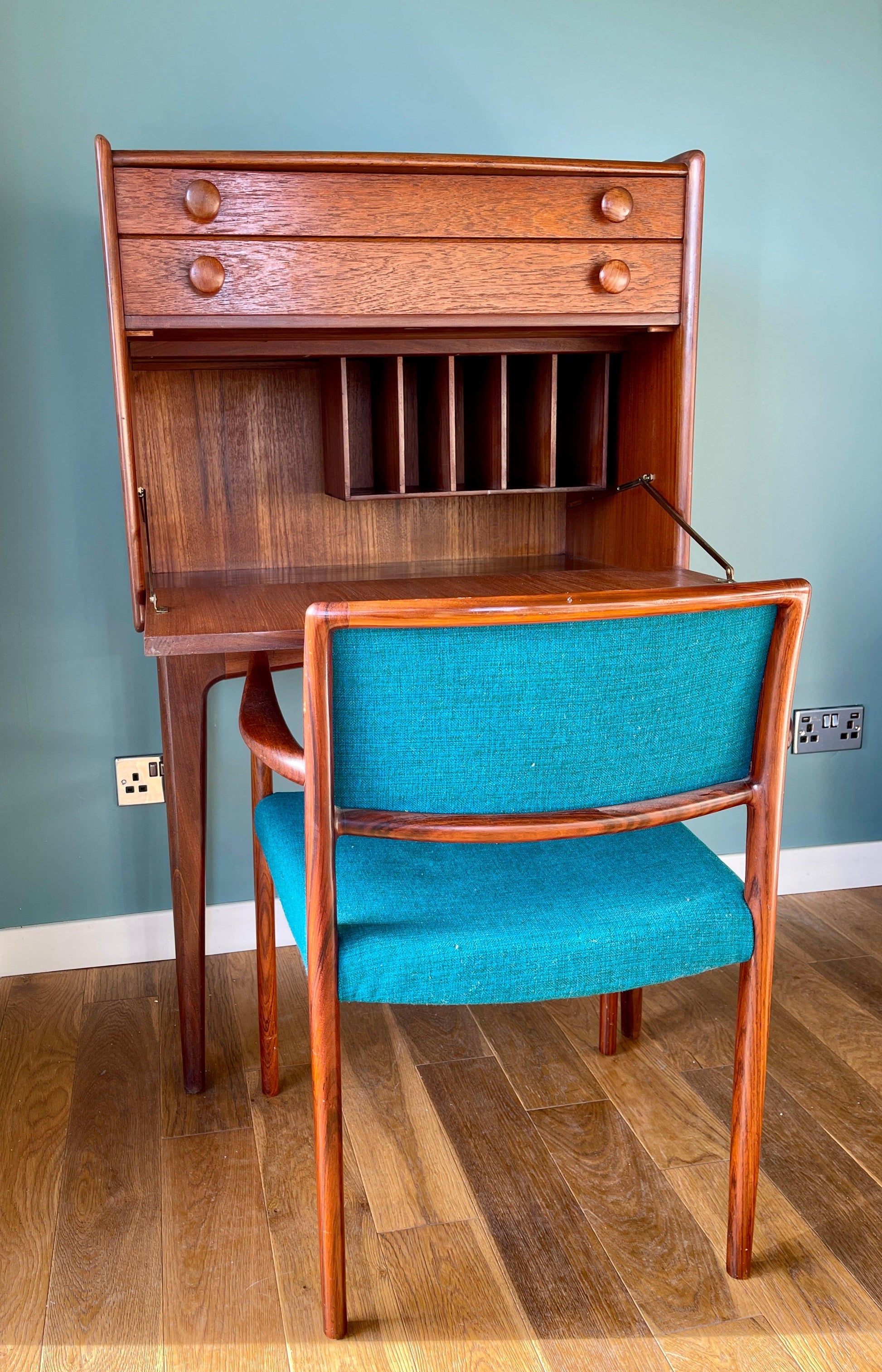 Mid century Vintage Teak Writing Bureau by John Herbert for Younger 1950's - Supramobili