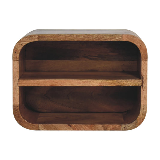 IN3429 - Open Curved Oak-ish 2 Drawer Wall Mounted Bedside