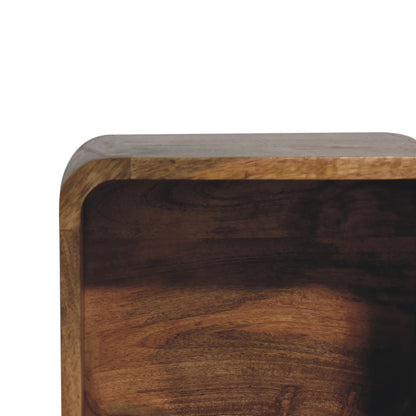 IN3448 - Open Curved Oak-ish Wall Mounted Bedside