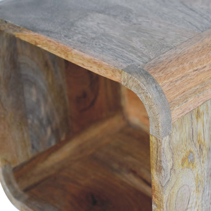 IN3448 - Open Curved Oak-ish Wall Mounted Bedside