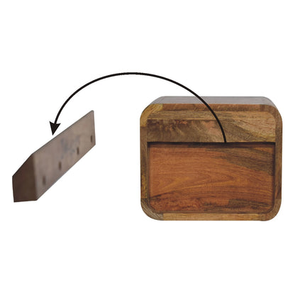 IN3448 - Open Curved Oak-ish Wall Mounted Bedside