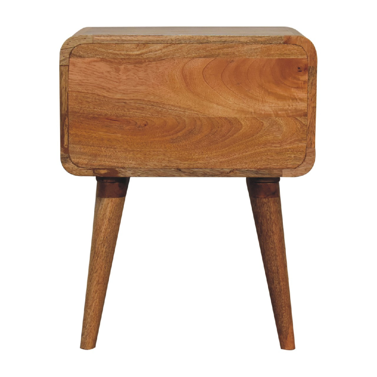 Curved Oak-ish Bedside with Open Slot