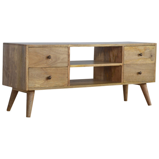 Solid Wood Nordic Media Unit With 4 Drawers