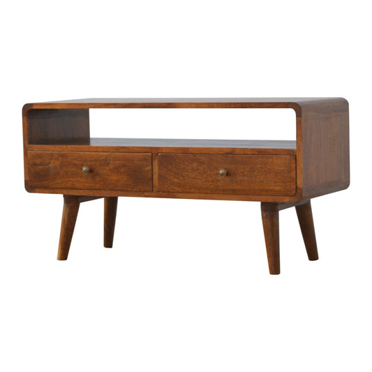 2 Drawer Chesnut Curved Media Unit