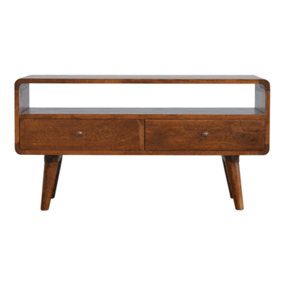 2 Drawer Chesnut Curved Media Unit