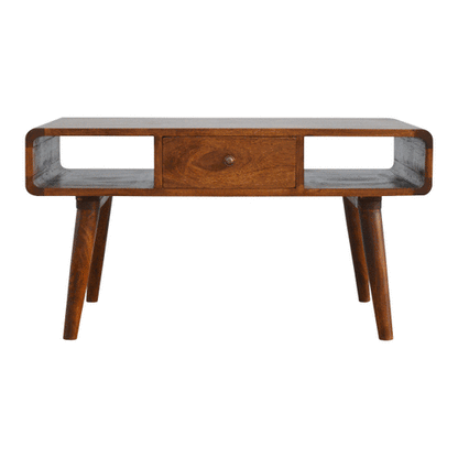 1 Drawer Curved Chesnut Coffee Table