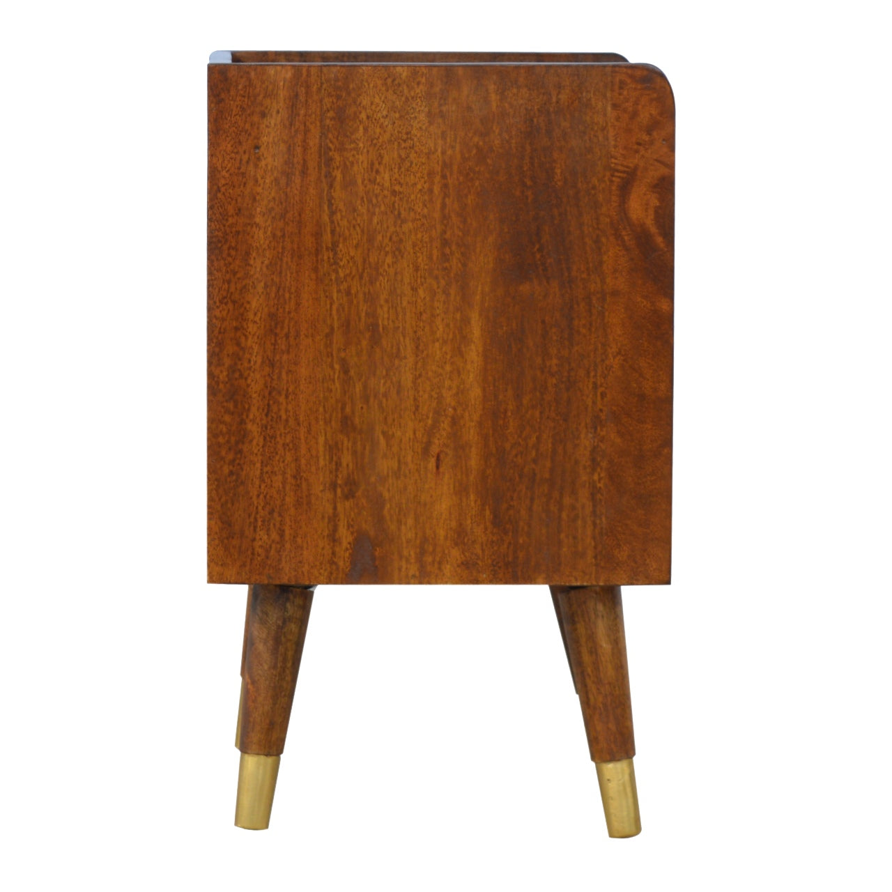 1 Drawer Chestnut Bedside with Gold Sunrise Pattern Drawer Front