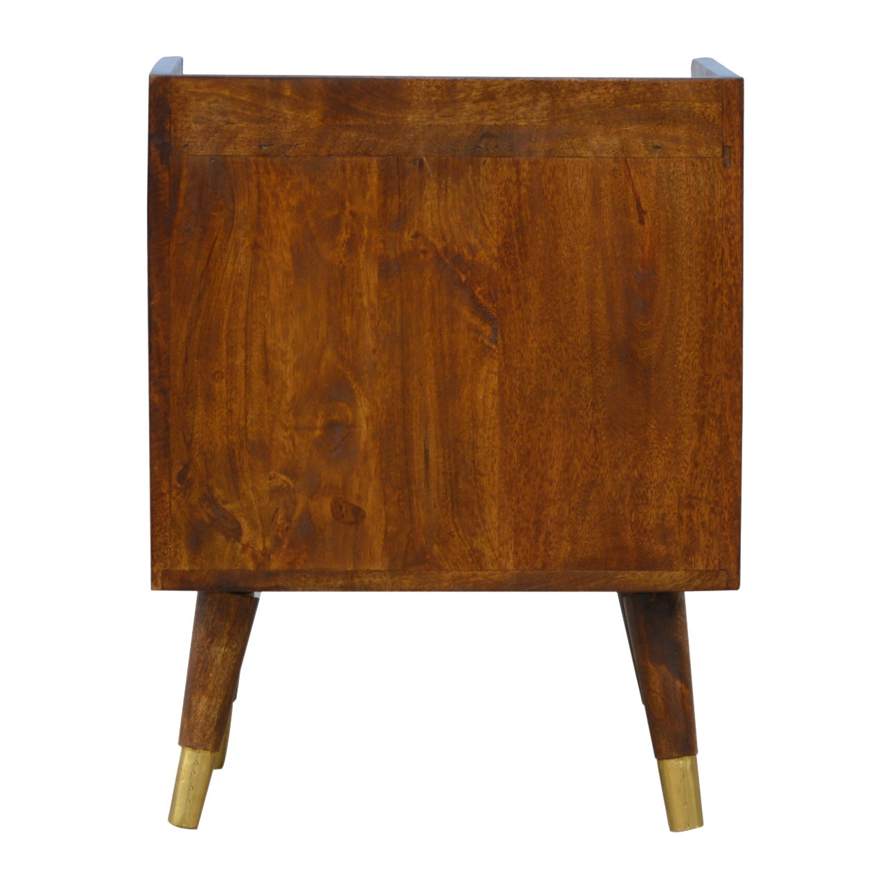 1 Drawer Chestnut Bedside with Gold Sunrise Pattern Drawer Front