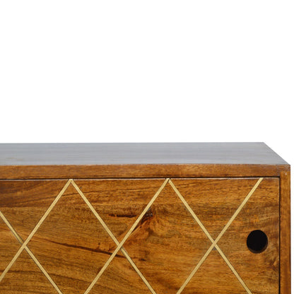 Sliding Brass Inlay TV Stand