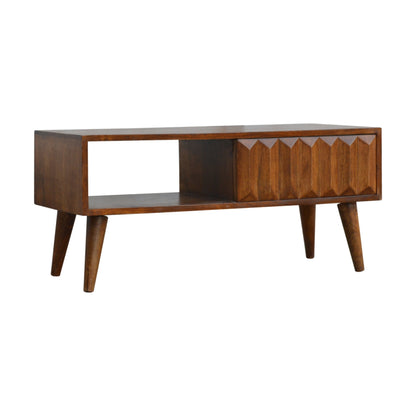 Solid Wood Coffee Table with Carved Drawer Front