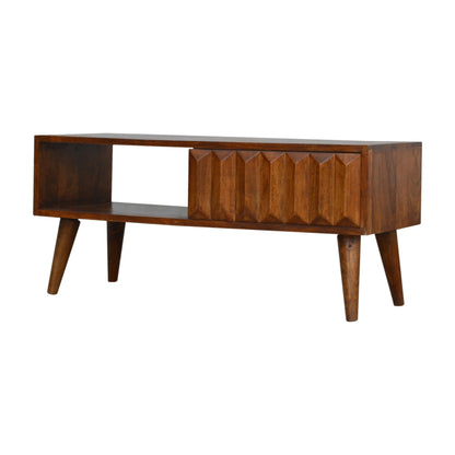Solid Wood Coffee Table with Carved Drawer Front