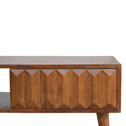 Solid Wood Coffee Table with Carved Drawer Front