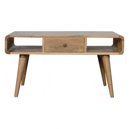 1 Drawer Curved Oak Coffee Table