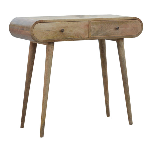 Mid Century style 2 Drawer Desk/Console Table with Rounded Edges